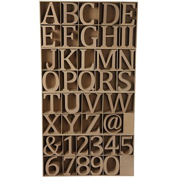 Letras, números y símbolos de madera - 240 unidades