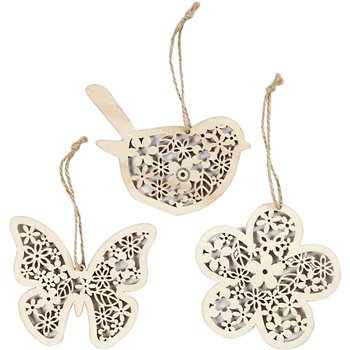 Ornamentos de madera - 3 unidades