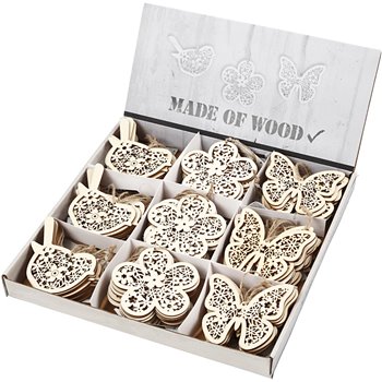 Ornamentos de madera - 90 unidades