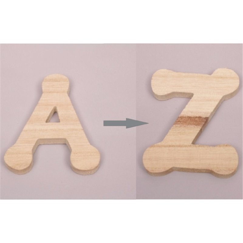 ALFABETO MADEIRA 7CM: 1 set de 10 de cada letra