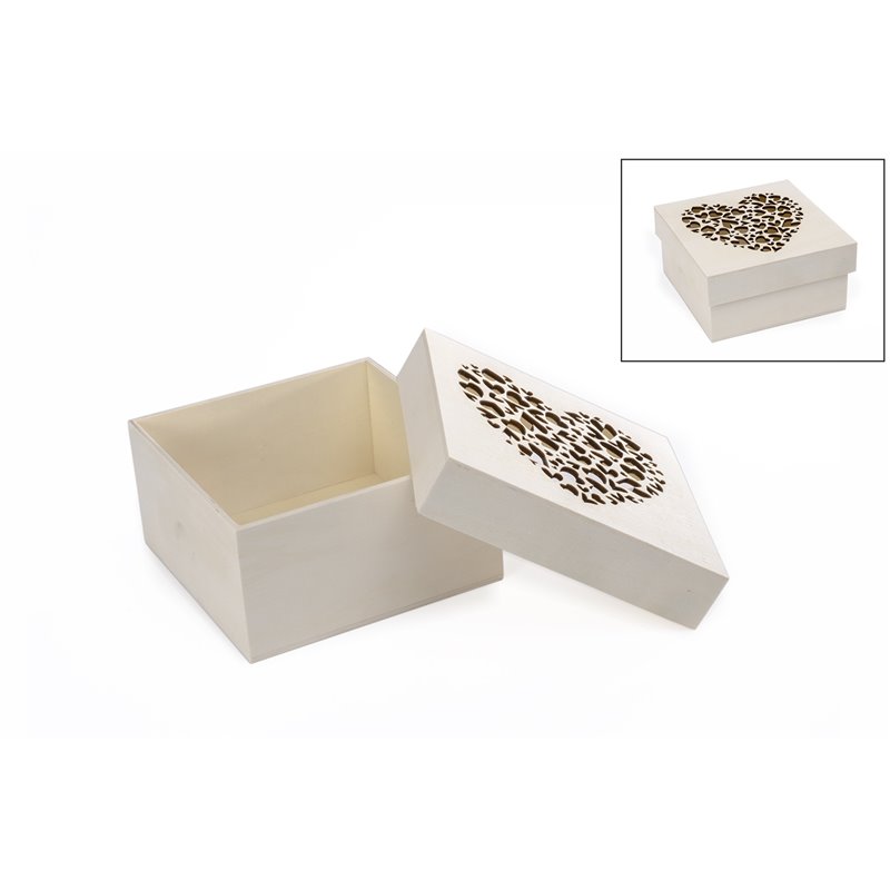 CAJA C/CORAZÓN RENDILHADO 16X16X8CM