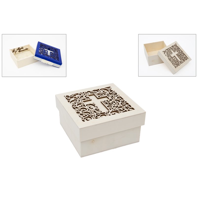 CAJA C/ CRUZ TAPA RECORTADA C/PLACA 16X16CM