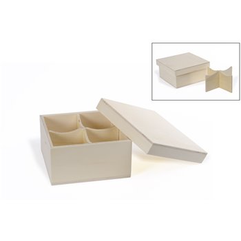 CAJA P/ TÉ 4DIV. 16.5X16.5X8CM