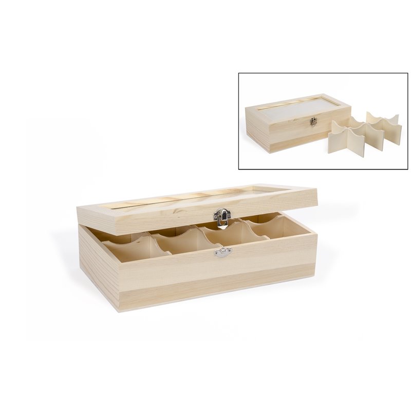 CAJA P/ TÉ 8DIV 30X16,5X9,5CM C/ CRISTAL