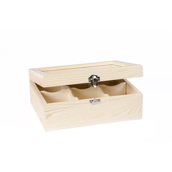 CAJA P/ TÉ 6DIV. 22,5X16,5X8.7CM C/ CRISTAL
