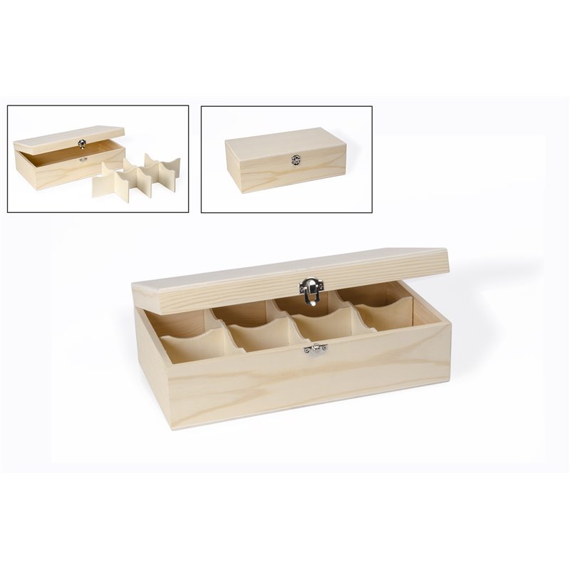 CAJA P/ TÉ 8DIV. 30X17X10CM