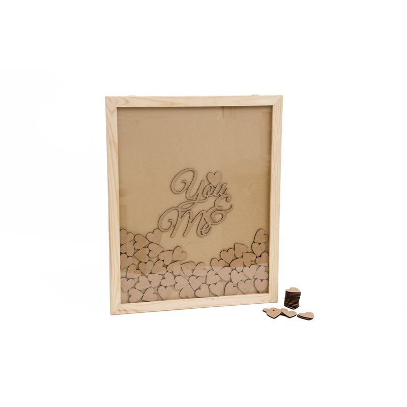 CUADRO 45X55X1.8CM C/CRISTAL + YOU&ME + 100 CORAZONES 4X4CM