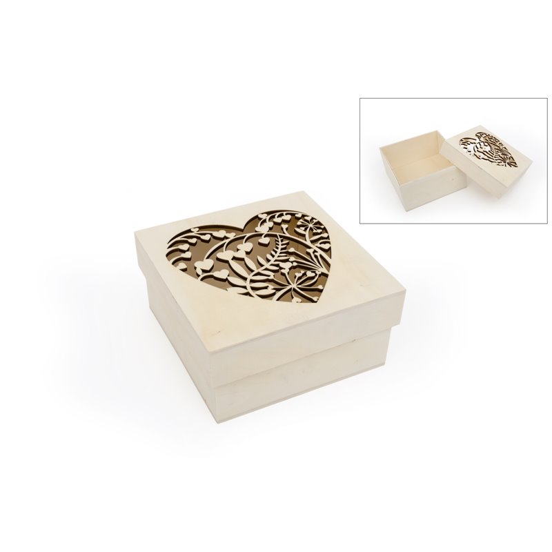 CAJA C/CORAZÓN RENDILHADO 16X16X8CM