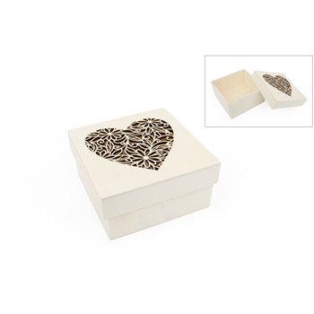 CAJA C/CORAZÓN RENDILHADO 16X16X8CM