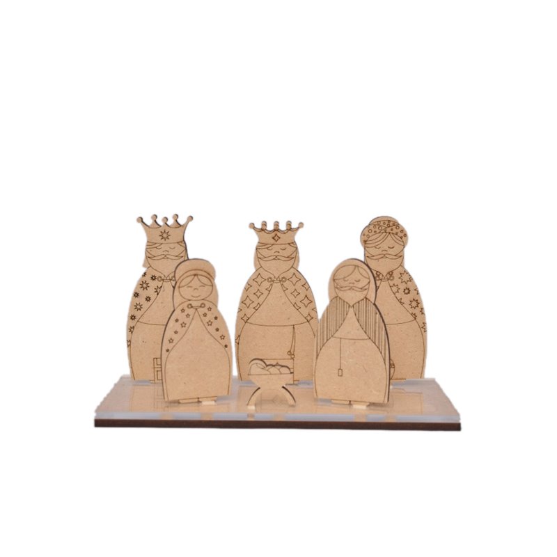 NACIMIENTO 6P 7CM C/BASE DM Y ACRILICO 13.5X5.5X0.3CM