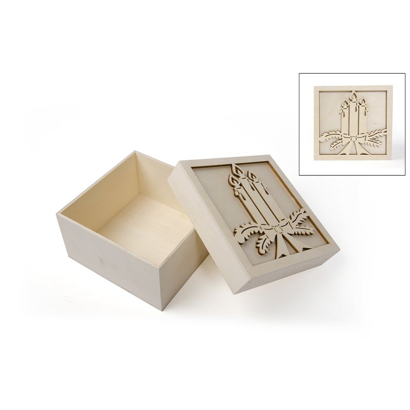 CAJA C/CANDELA + PLACA 16X16X8CM