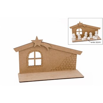 CASA P/PRESEPIO 26X13X0.3CM DM C/BASE 23.4X7.9X0.3CM DM