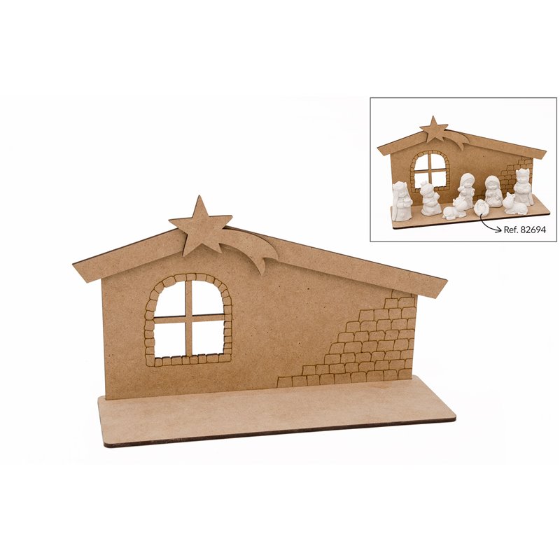 CASA P/PRESEPIO 26X13X0.3CM DM C/BASE 23.4X7.9X0.3CM DM