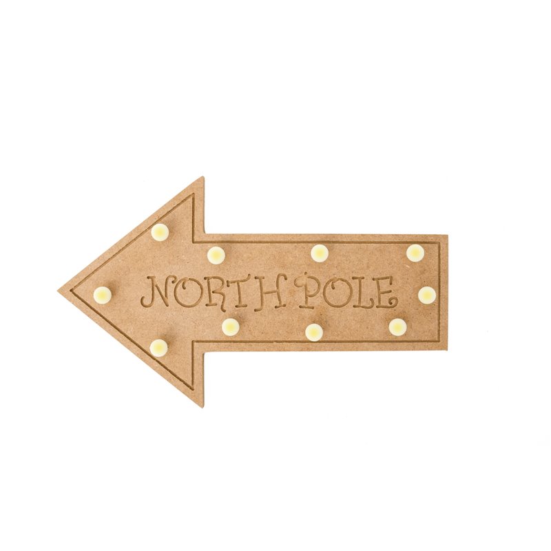LETRERO NORTH POLE C/LED 40X23.9X1.2CM DM