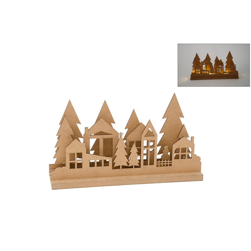 PAISAJE NAVIDAD CON LED 30X8X16X1.2CM DM
