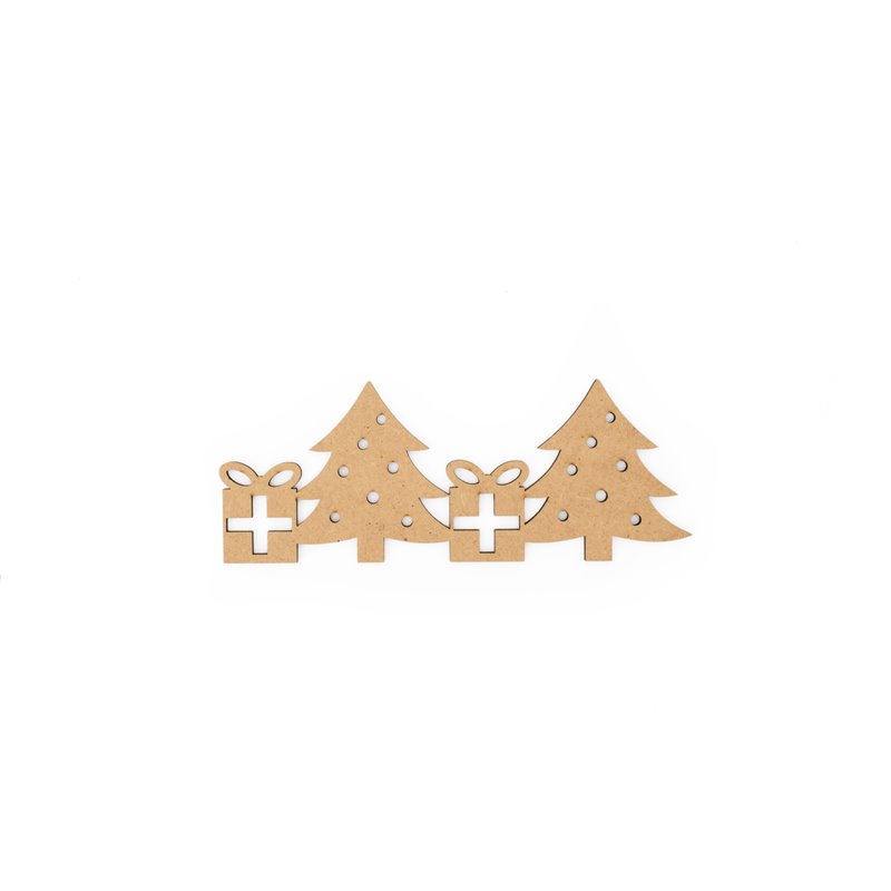 SET 6 APLICACIONES ÁRBOL DE NAVIDAD 15.5X6X0.3CM DM