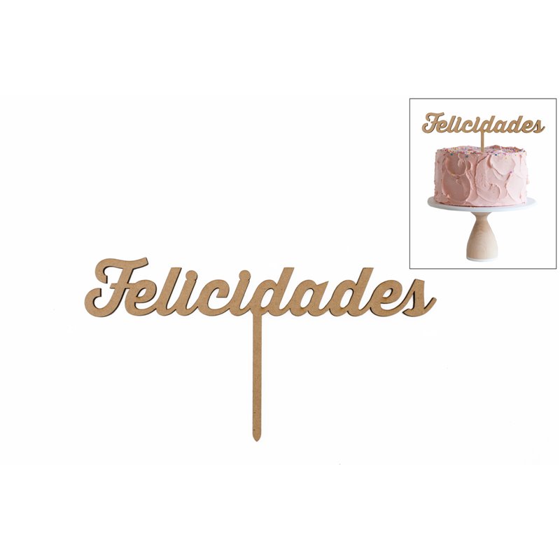SET 4 TOPPERS FELICIDADES 20X10.5X0.3CM DM
