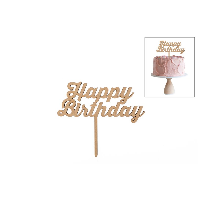 SET 4 TOPPERS HAPPY BIRTHDAY 15X13X0.3CM DM