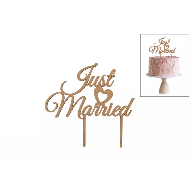 SET 4 TOPPERS JUST MARRIED 20X18.6X0.3CM DM
