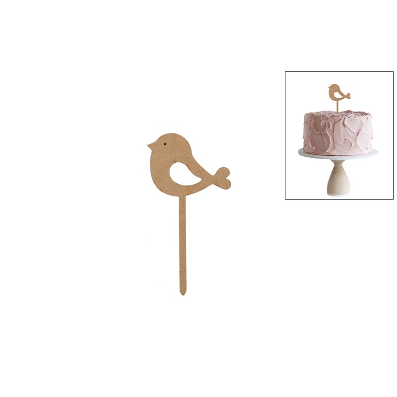 SET 4 TOPPERS PÁJAROS 6X11.5X0.3CM DM