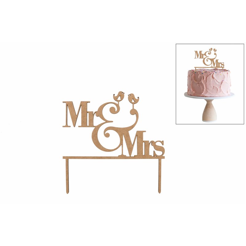 SET 4 TOPPERS MR&MRS 20X20.2X0.3CM DM