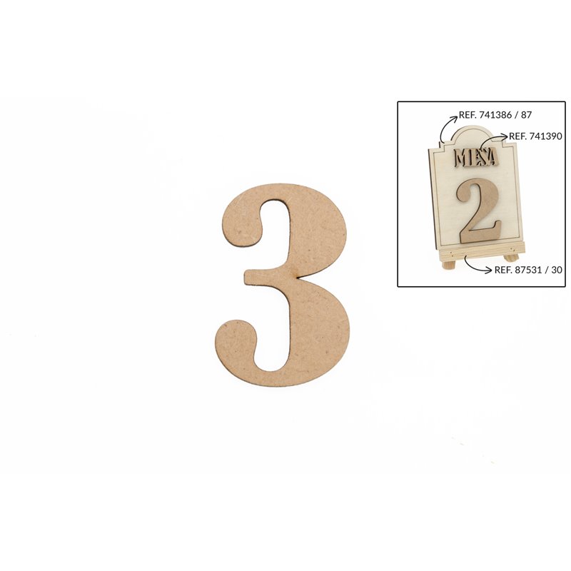 SET 12 NUMEROS 3 5.2X0.3CM DM