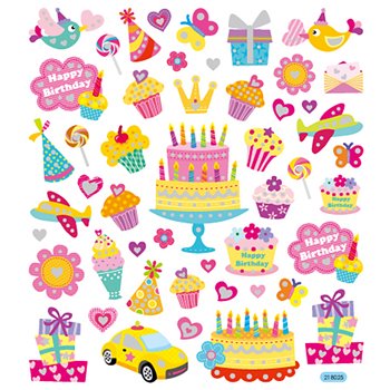 Pegatinas fantasía con purpurina - 1 hoja