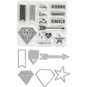 Sellos transparentes, grabado en relieve y troqueles - 1 paquetes