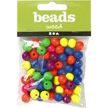 Surtido cuentas madera neón - 12 gr