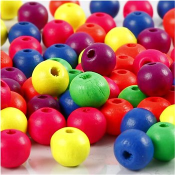 Surtido cuentas madera neón - 12 gr