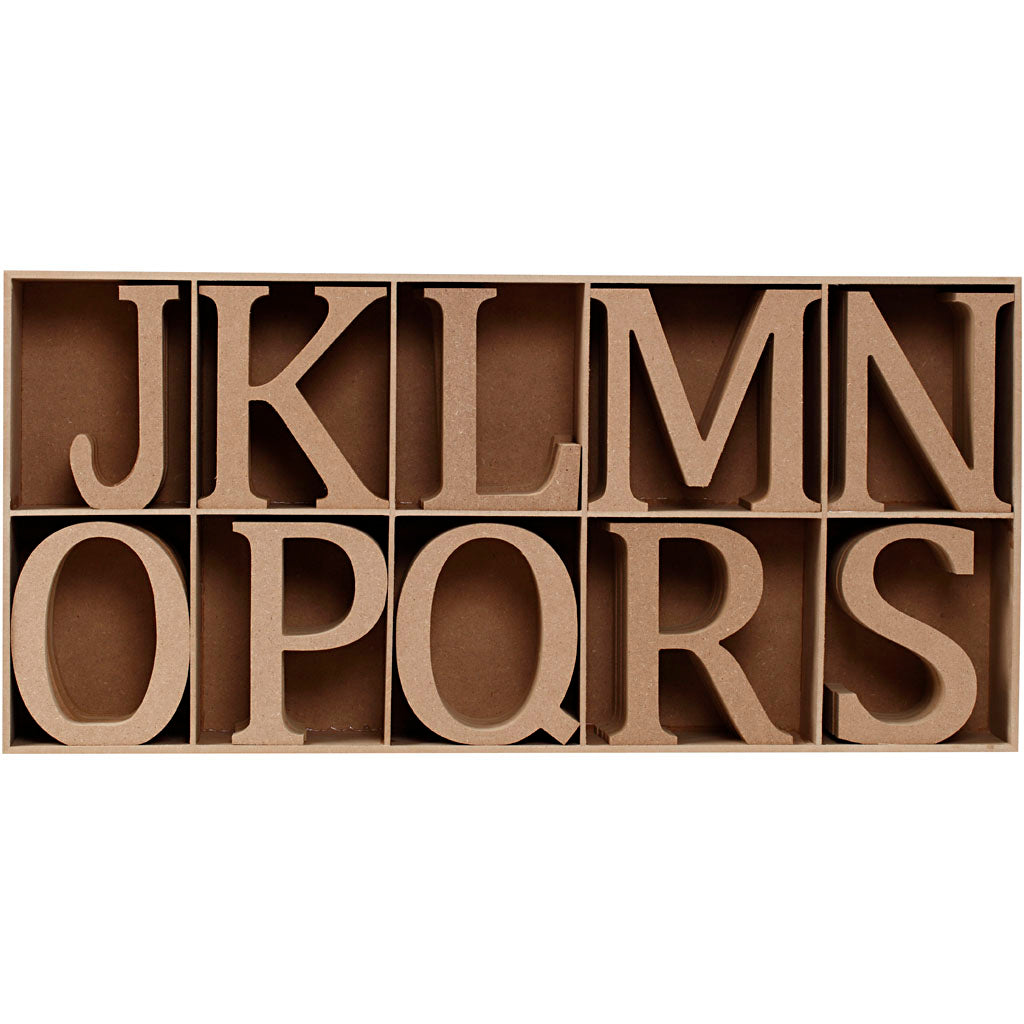 Letras, números y símbolos de madera - 160 unidades