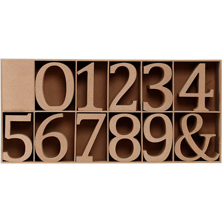 Letras, números y símbolos de madera - 160 unidades