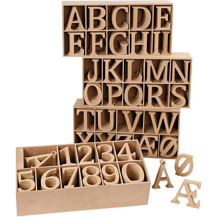 Letras y números de madera - 246 unidades