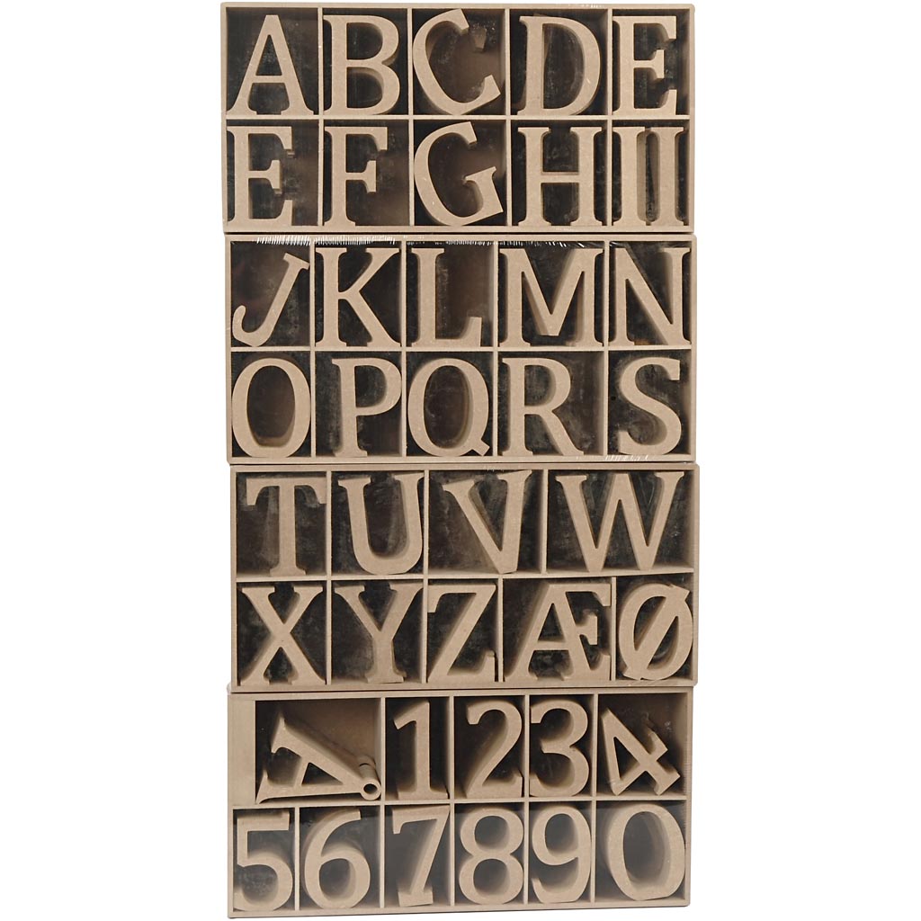 Letras y números de madera - 246 unidades