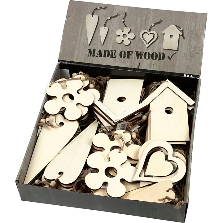 Ornamentos de madera - 100 unidades