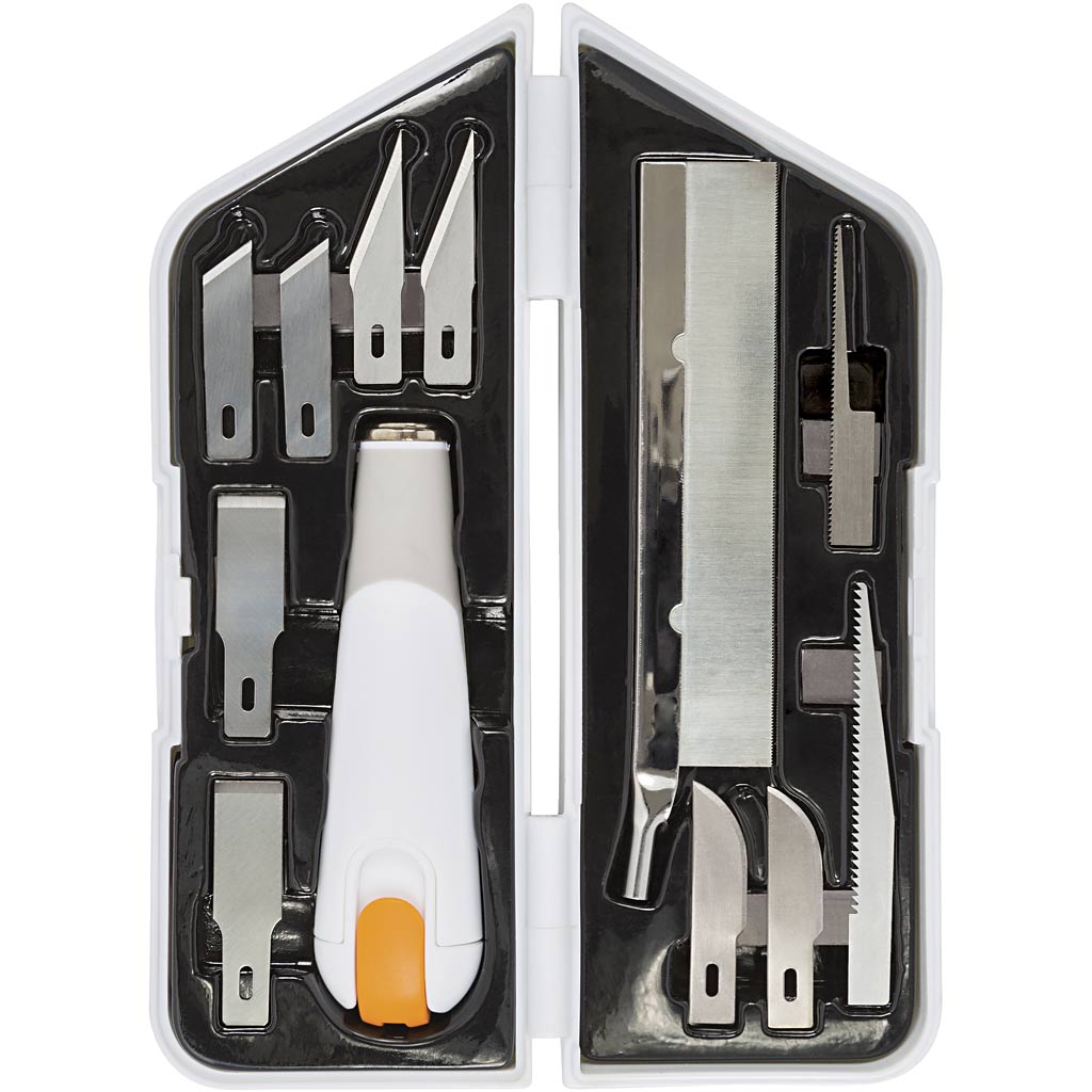 Set Fiskars cuchilla, formón y sierra — 11 hojas intercambiables