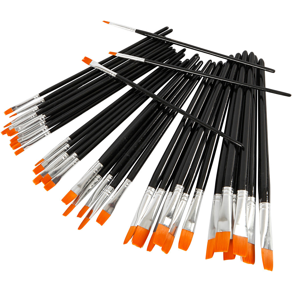 Set YellowLine 36 pinceles planos sintéticos — n.º 0+2+4+8+12+16