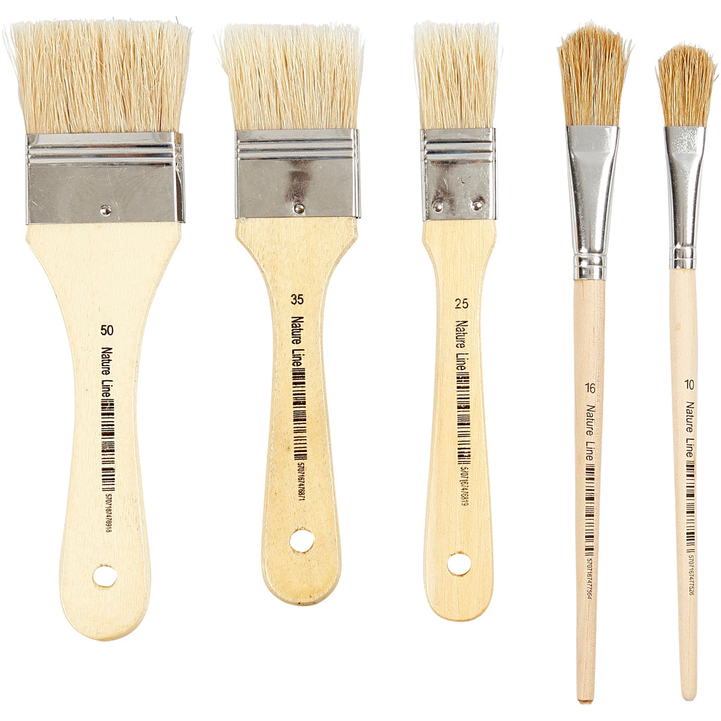 Pinceles para barniz n.º 10+16+25+35+50 plano L: 18.5-21.5 cm — 10 ud