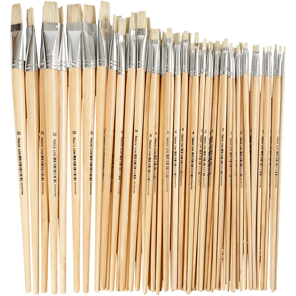 Pinceles Nature Line n.º 1+2+4+8+14+20 plano L: 27.5-33 cm — 64 ud