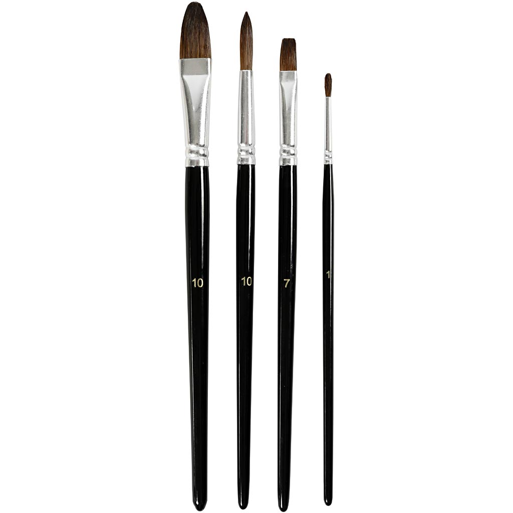Pinceles para acuarela n.º 1+7+10 — 4 ud