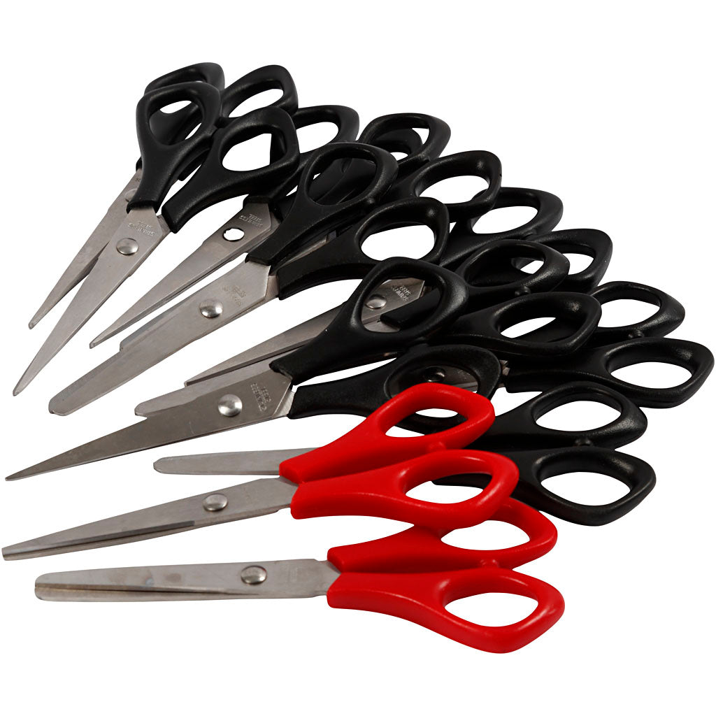 Tijeras escolares negro (zurdo) L: 14 cm — 12 ud