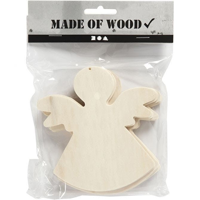 Set de 6 ángeles silueta de madera