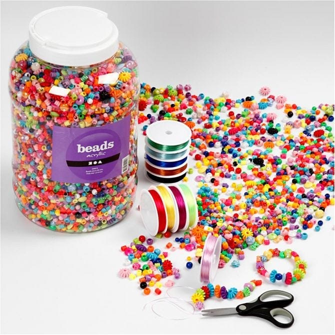 Cuentas de plástico y cuerda elástica 3kg
