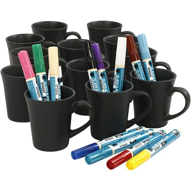 Kit para pintar tazas negras