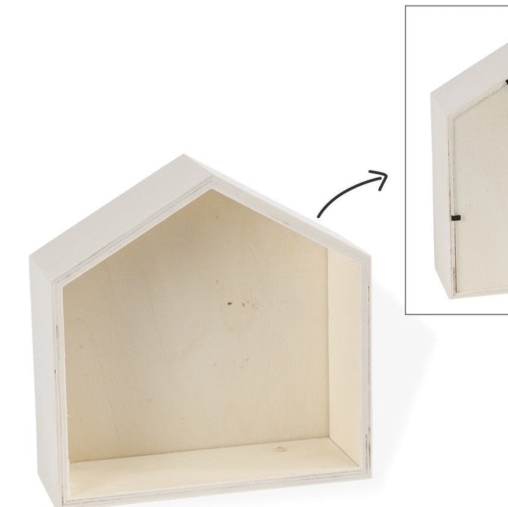 Casa cuadro con estantería  16.5X7X16.5cm