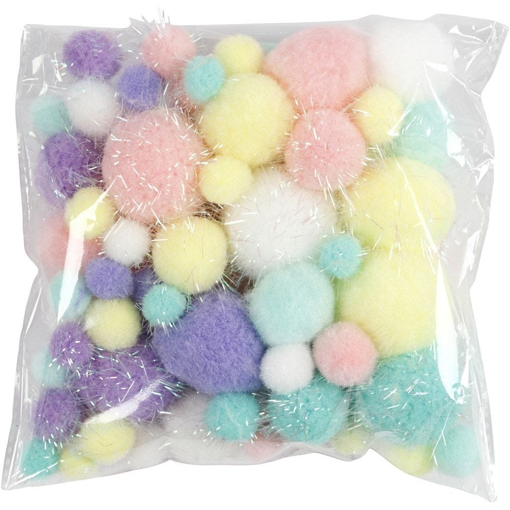 Pompones color pastel - 48 stdo