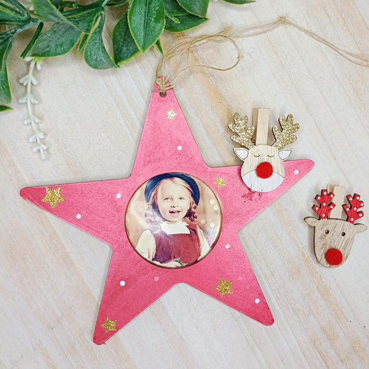 Marco de fotos estrella madera