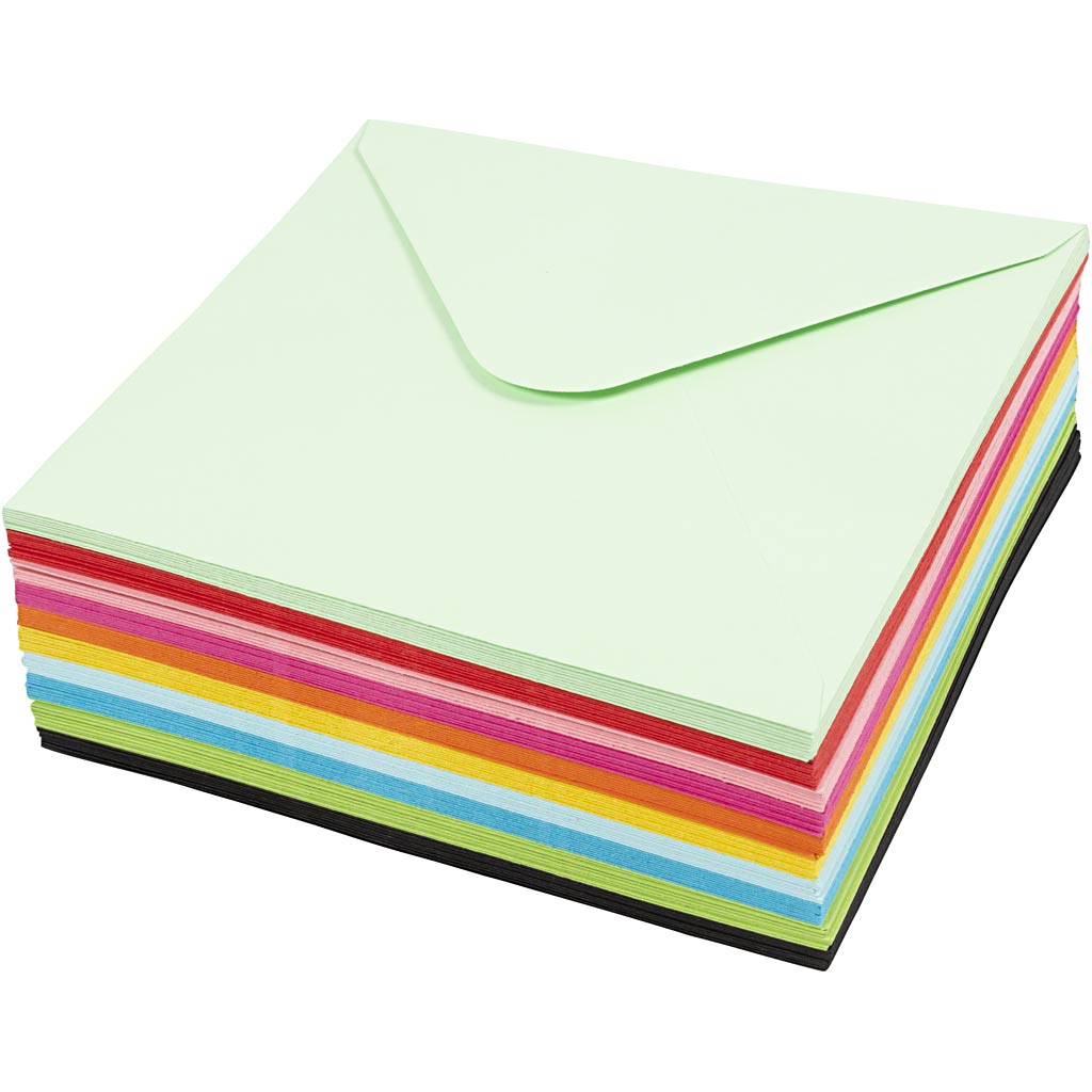 Sobres de colores colores surtidos 16x16 cm 80 g — 10x10 ud