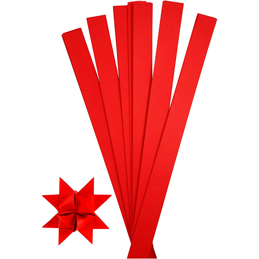 Tiras de papel para estrellas rojo ⌀ 11.5 cm — 100 tiras