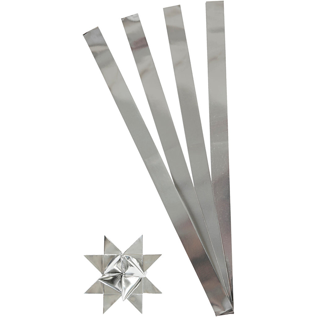 Tiras de papel para estrellas plateado ⌀ 11.5 cm — 100 tiras